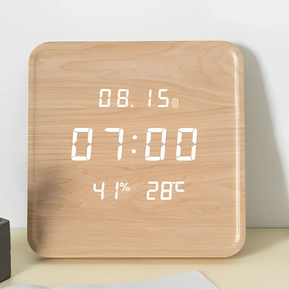 Reloj de Sobremesa LED Madera