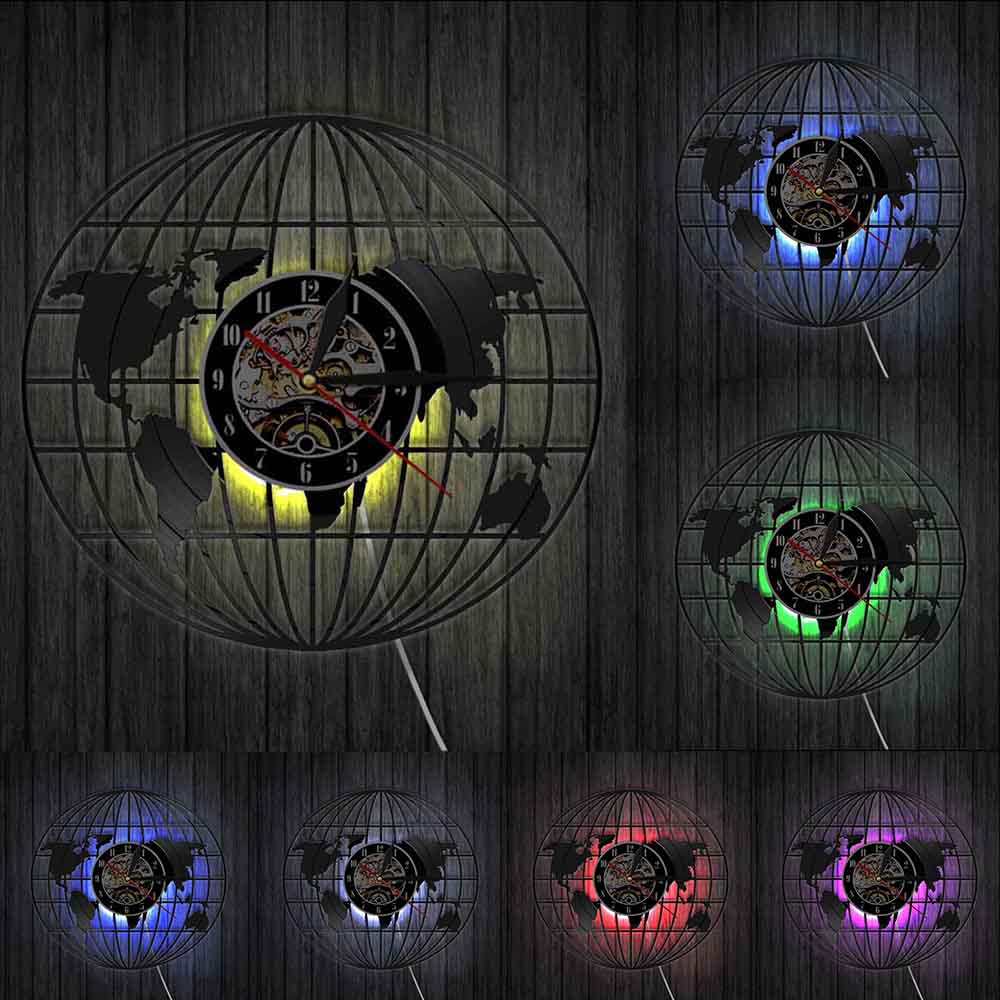 Reloj de Pared Mapamundi Luminoso