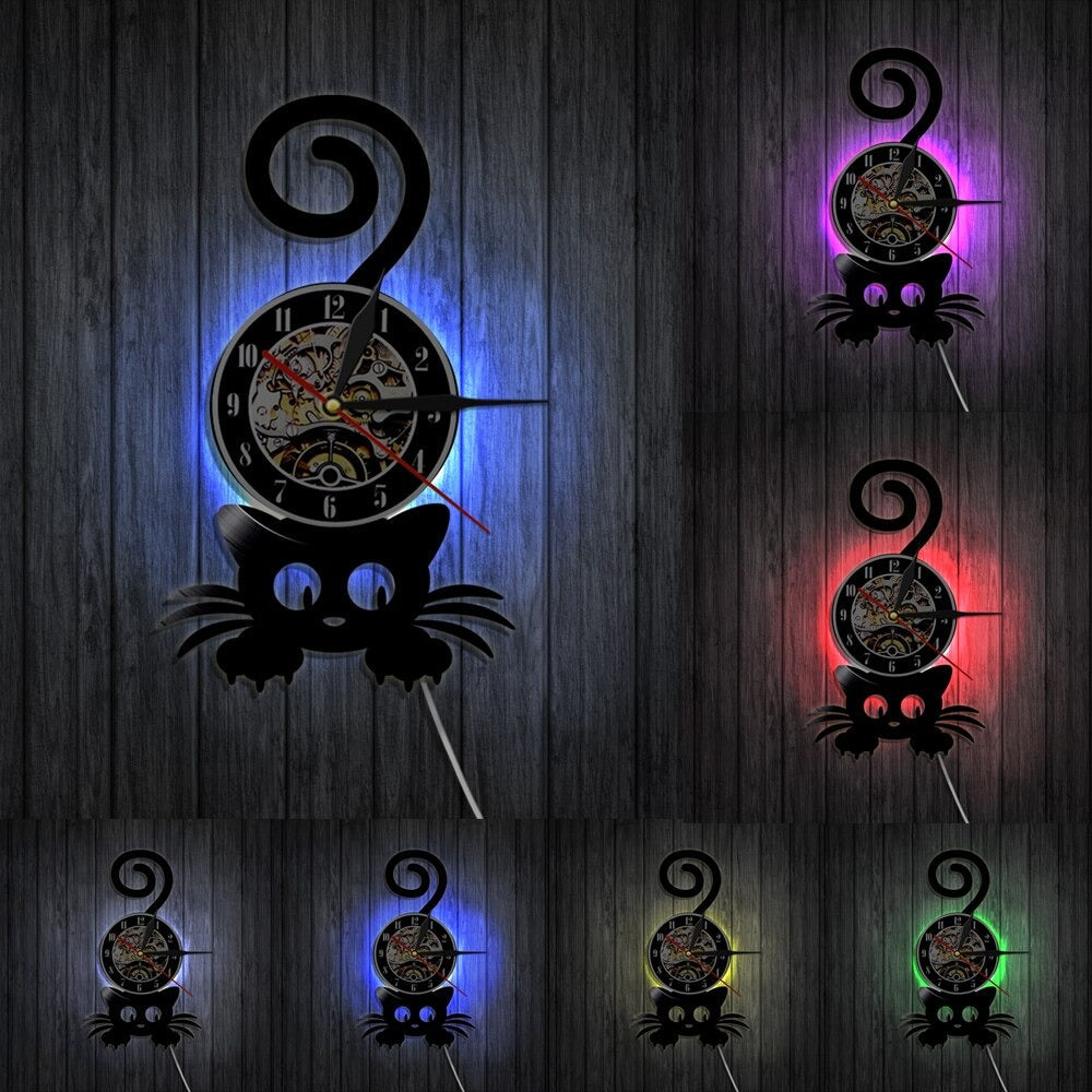 Reloj de Pared Gato Luminoso