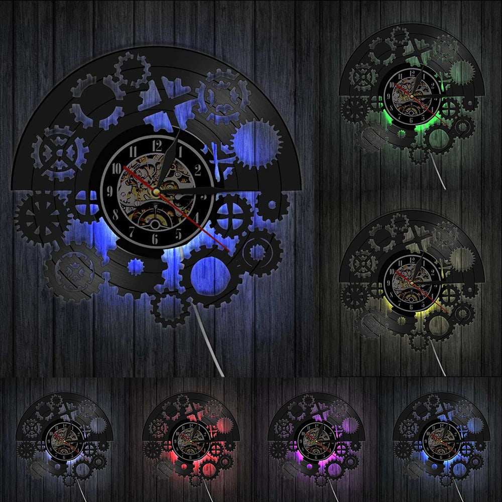 Reloj de Pared Engranajes Luminoso