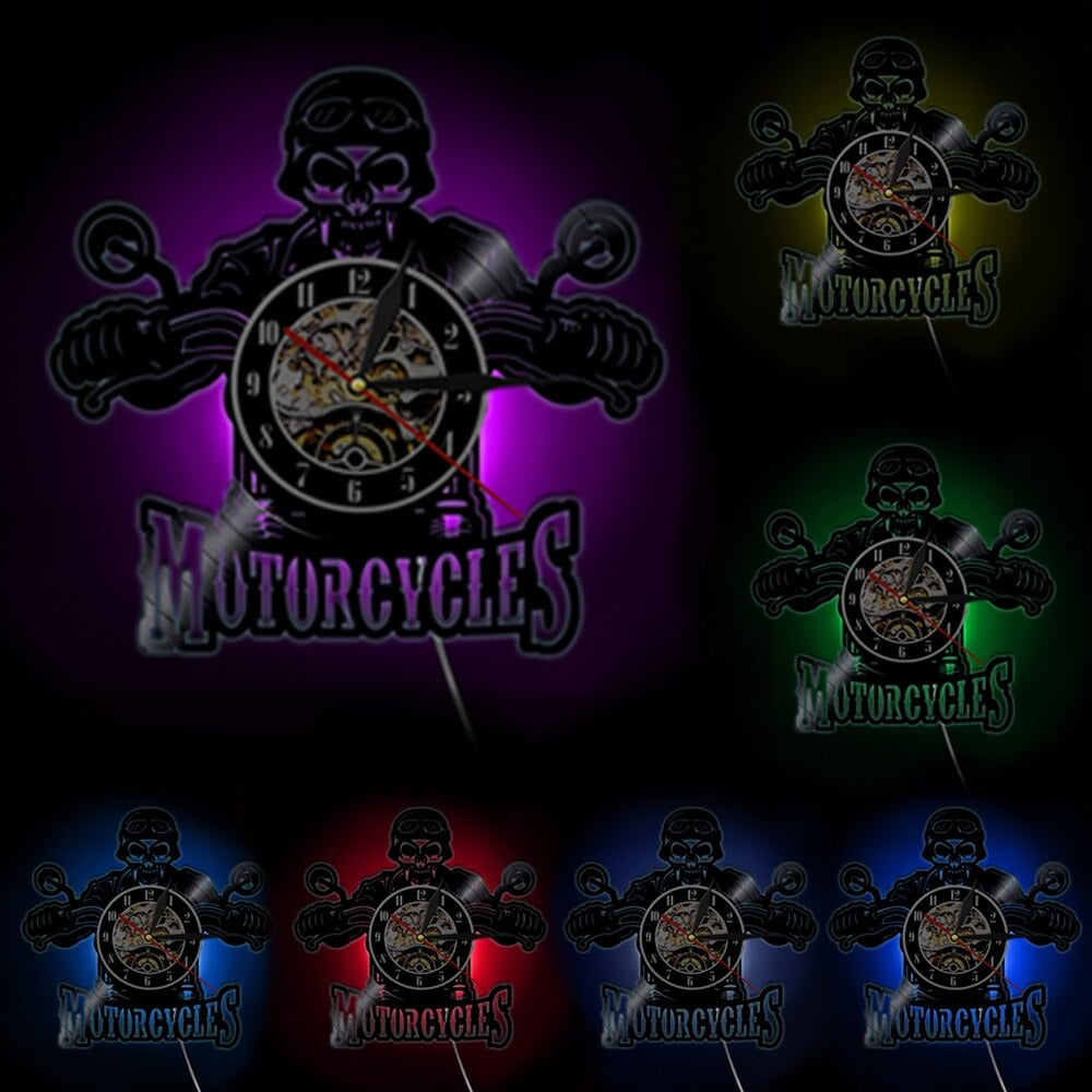 Reloj de Pared Calavera Motero