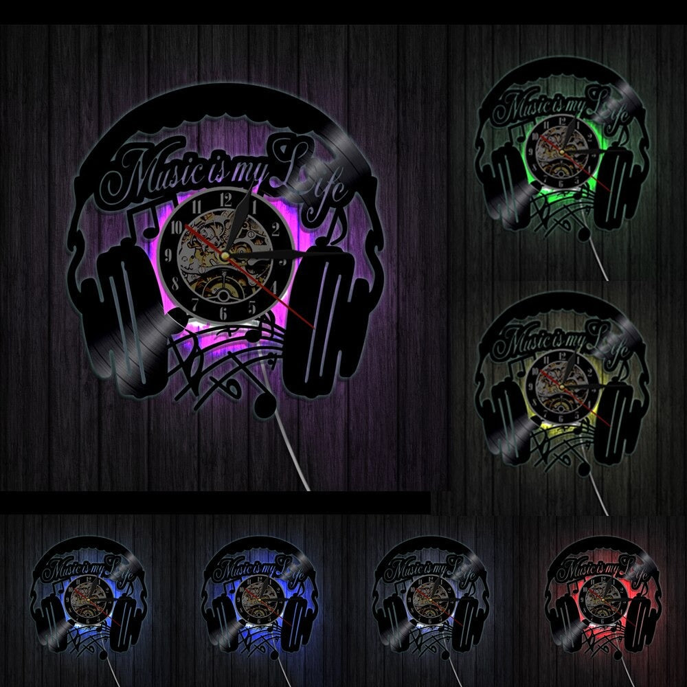 Reloj de Pared Auriculares LED